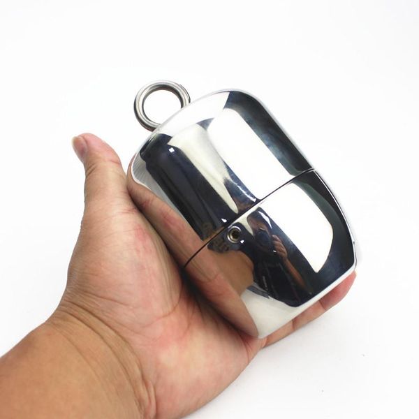 

cockrings stainless steel male chastity device long scrotum restraints pendant protective cover lock for men toys b2-2-342