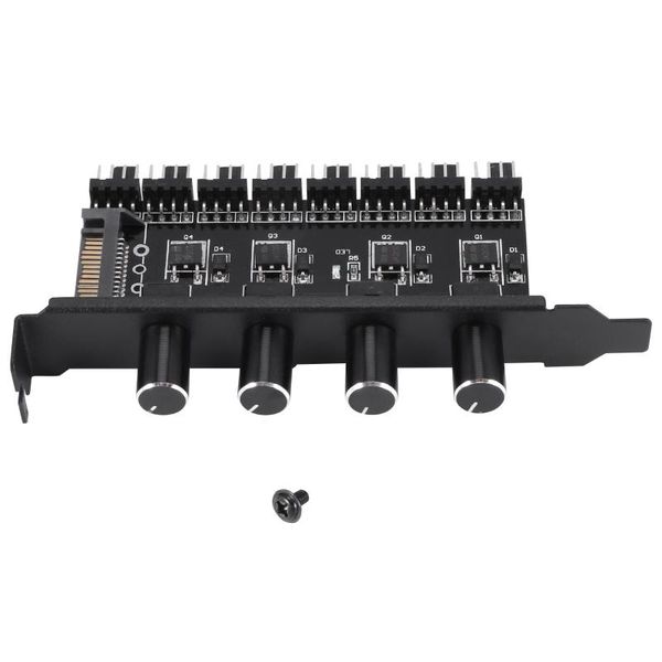 

electric fans pc 8 channels fan hub 4 knob cooling speed controller for cpu case hdd vga pwm pci bracket power by 12v control