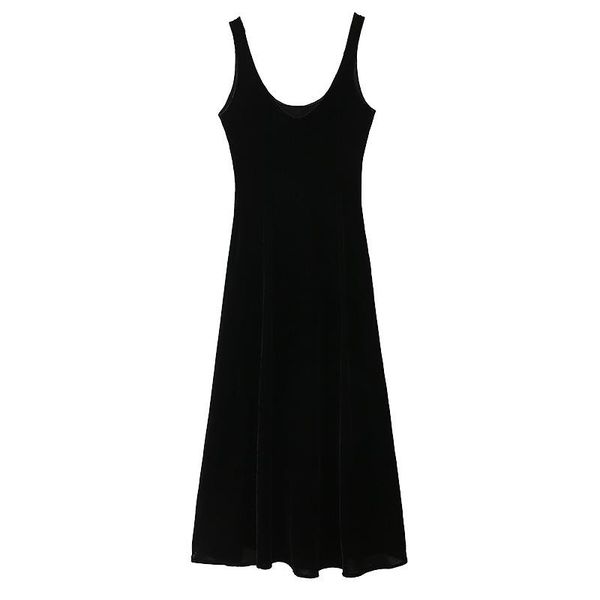 

spring and summer new women clothing simple and versatile slimming sleeveless velvet female dress, Black;gray