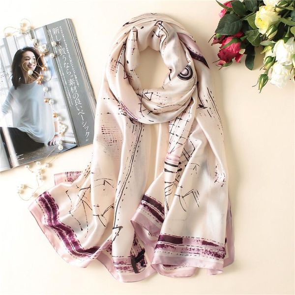 

scarves women sunscreen silk satin scarfs fashion shawls and wraps female print 180x90cm long stole poncho for ladies spring, Blue;gray