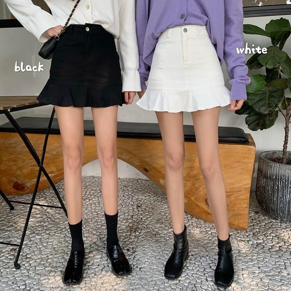 

skirts womens women hem elastic waist high skirt pleated for 2021 summer, Black