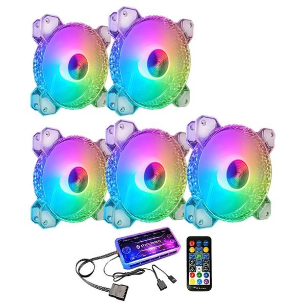 

fans & coolings coolmoon crystal diamond rgb fan sets, 12cm silent long-life luminous chassis cooling set for pc
