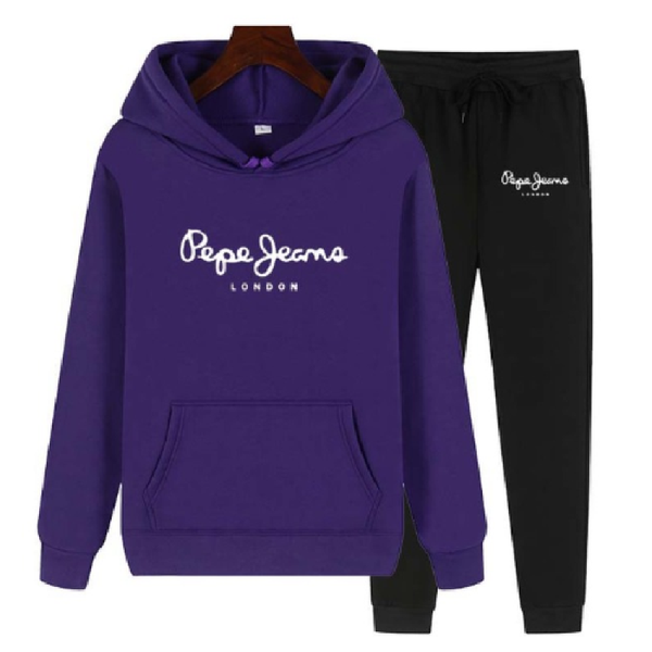 

men's hoodies & sweatshirts autumn and winter fashion women's casual sports sweater 2 piece set + hooded warm female jogging suit, Black