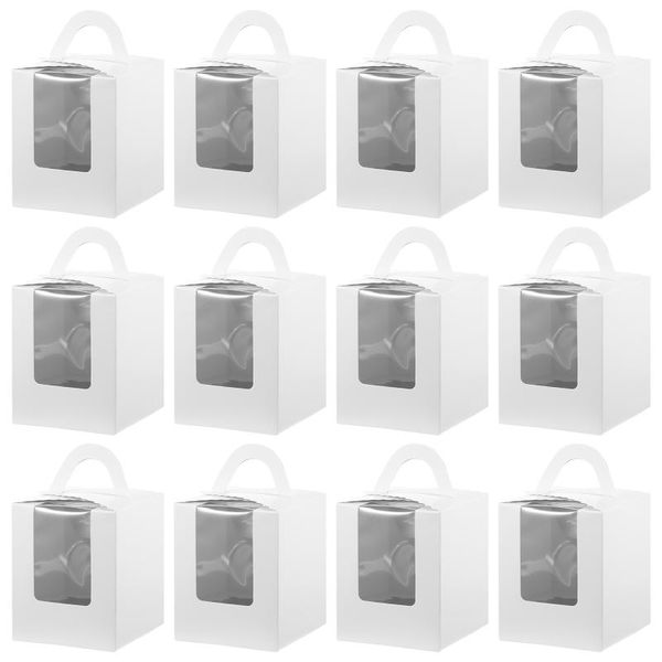 

gift wrap 20pcs cupcake box set food grade individual transparent visible window with handle portable multi-purpose paper for biscuit