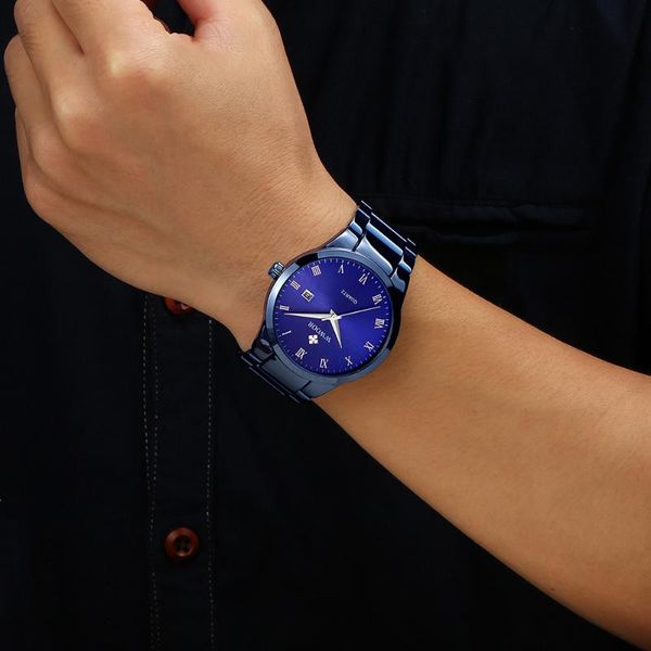 

wristwatches 2021 wwoor design men's watch blue all-steel quartz sports waterproof date relogio masculino, Slivery;brown
