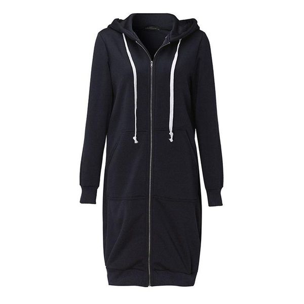 

women's hoodies & sweatshirts plus size autumn winter thickening leisure loose hooded jackets zipper pockets sweatshirt sports dresses, Black