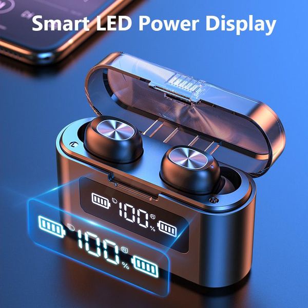 

fdgao tws wireless bluetooth earphones dual microphone headphone 9d stereo music headset touch control earbud with charging box