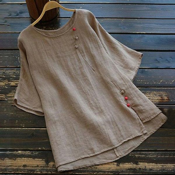 

poplular summer baggy loose new womens casual cotton linen short sleeve blouse multicolor plus size s-5xl women shirts 2021, White