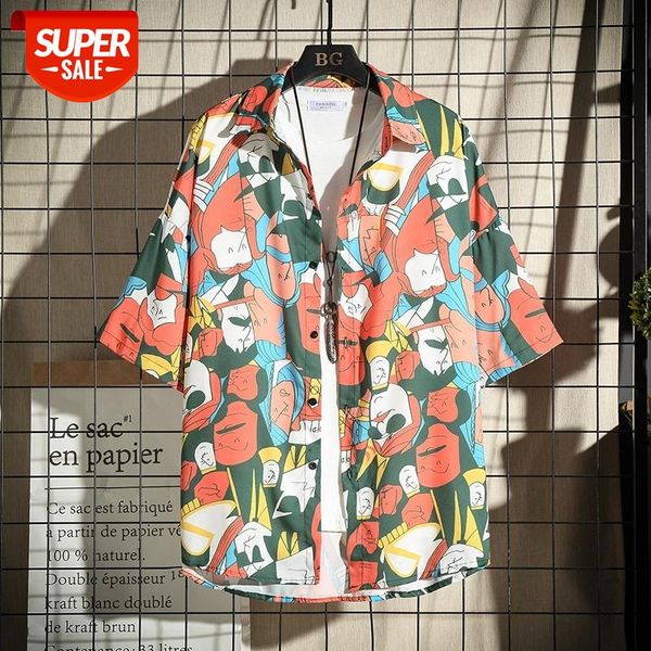 

casual streetwear beach printed short sleeve shirt men 2020 hawaii oversize fashion harujuku women shirts #0c7j, White;black