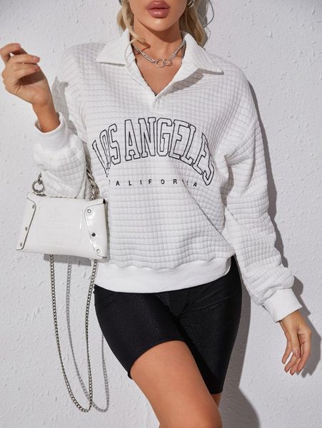 

letter graphic waffle knit sweatshirt 06mn#, White;black