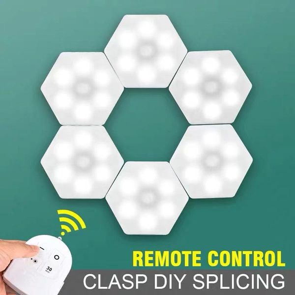 

led hexagonal wall lamp touch sensor switch bedside night light remote control for bedroom stairs wall decor indoor lighting