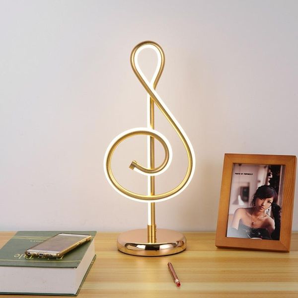 

led table lamp three-color dimming musical note desk light aluminum eye protection reading lamp eu/us/uk plug 110-220v