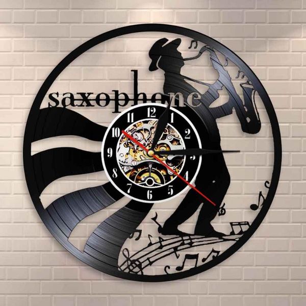 

wall clocks musicians jazz music art record clock horn classical saxophone instruments player gift