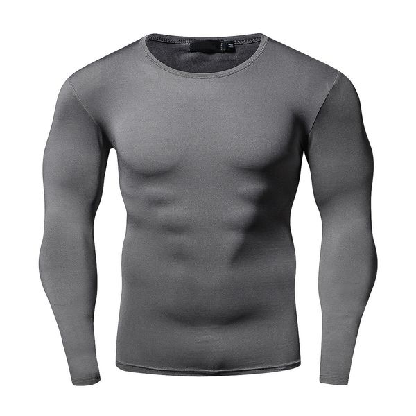 

2018 new style fashion mens solid compression shirt long sleeve fitness casual muscle skinny, Black;blue
