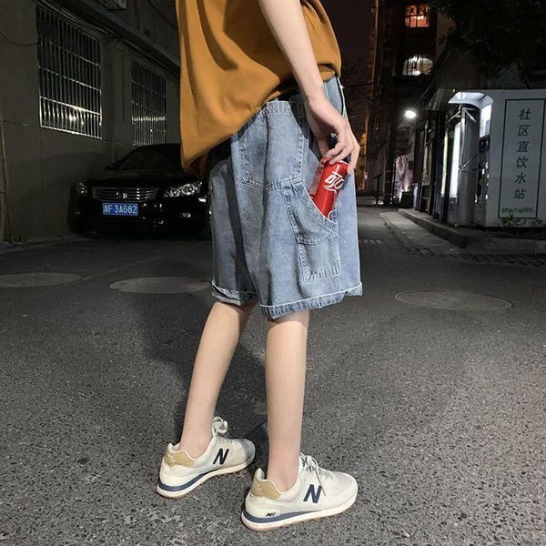 

women's shorts baggy denim women fashion clothing straight hong kong-style cargo wide-leg pants summer loose hip-hop punk fifth trouser, White;black