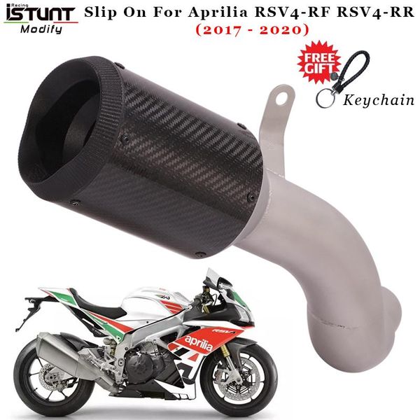 

motorcycle exhaust system slip-on for aprilia rsv4 1000rr 1000rf 2021 - gp escape modified middle link pipe carbon fiber muffler