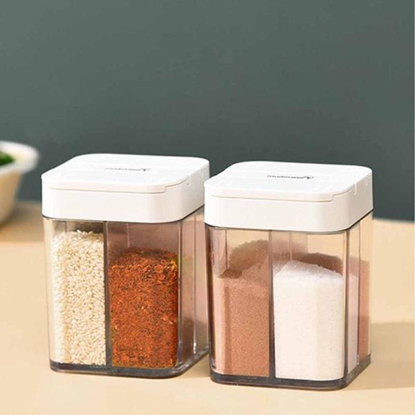 

storage bottles & jars four-divided seasoning box spice jar kitchen bottle transparent multi compartments with lid accessories
