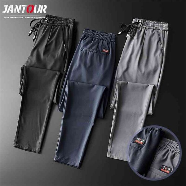 

summer skinny men's pants casual jogging outdoor cargo slim classic original clothes black gray thin fast dry trousers male 38 210723