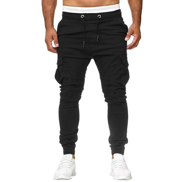 

men's pants men pant sweatpants slacks casual elastic joggings sport solid baggy pockets trousers male clothing, Black