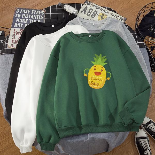 

women's hoodies & sweatshirts green oversized sweatshirt women hoodie long sleeve loose pullover hoody fashion creative pineapple fruit, Black