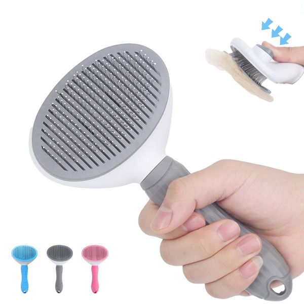 Pet Combs Dog Hair Removal Goms Gooting Brush Щетка из нержавеющей стали Кисти для кошек Автоматические нескользящие щетки для собак Кошек Чистящие материалы Подарок Красота инструменты