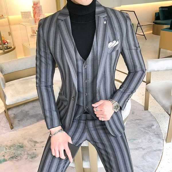 

asian size suit striped casual slim fit men jacket single-breasted blazer groom fashion prom suits terno men's & blazers, White;black