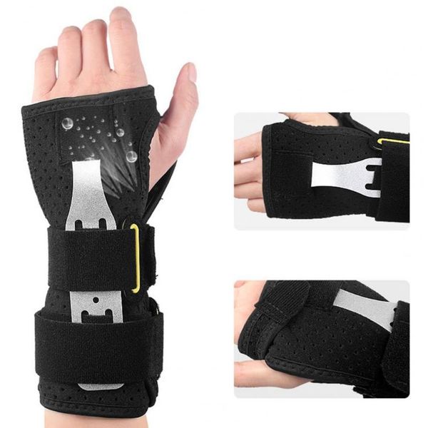 

wrist support 1pc right/left hand brace adjustable for sports carpal injuries, Black;red