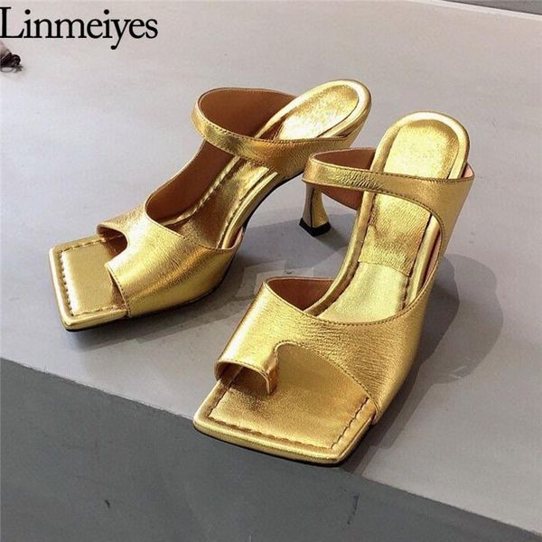 

slippers high heel mules women split toe designer woman genuine leather flip flops runway party shoes summer slides, Black