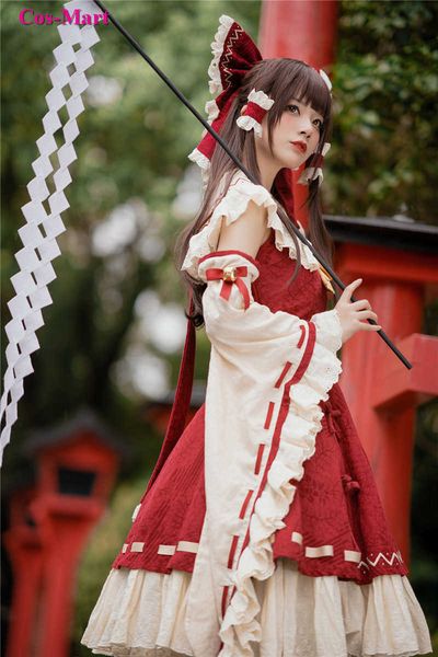 

game touhou project hakurei reimu cosplay costume fashion gorgeous uniforms female activity party role play clothing s-xl y0913, Black