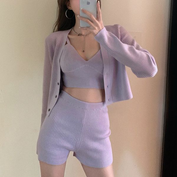 

women's jumpsuits & rompers vetement femme 2021 tracksuit crop + camisole pant shorts sets pants suits women outfits ensemble, Black;white