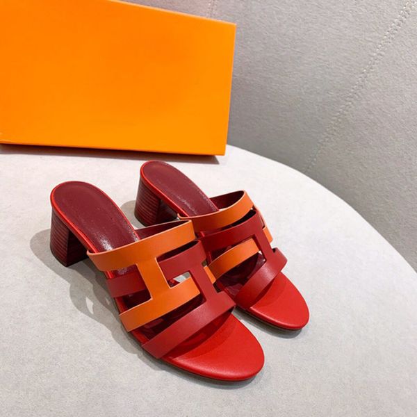 

2021 summer new cowhide thick high heeled sandals for women, Black