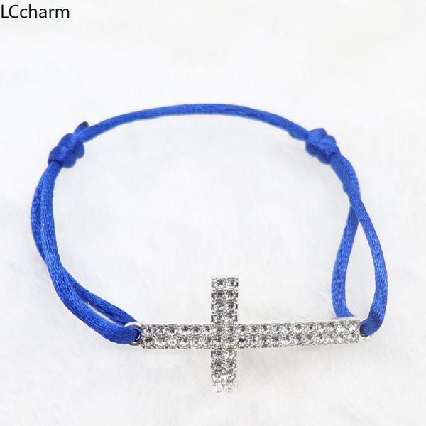 

charm bracelets fashion cross adjustable bracelet for women diy red cord string braided bangle wristband jewelry, Golden;silver