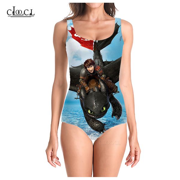 

cloocl anime how to train your dragon 2021 summer swimsuits 3d print women sleeveless swimsuit cosplay beach one piece swimwear, White;black