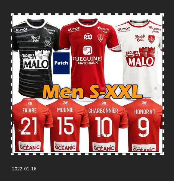 

21/22 brest stade soccer jerseys home away diallo charbonnier lasne 2021 2022 maillot de foot faussurier grandsir brestois football shirt, Black;yellow
