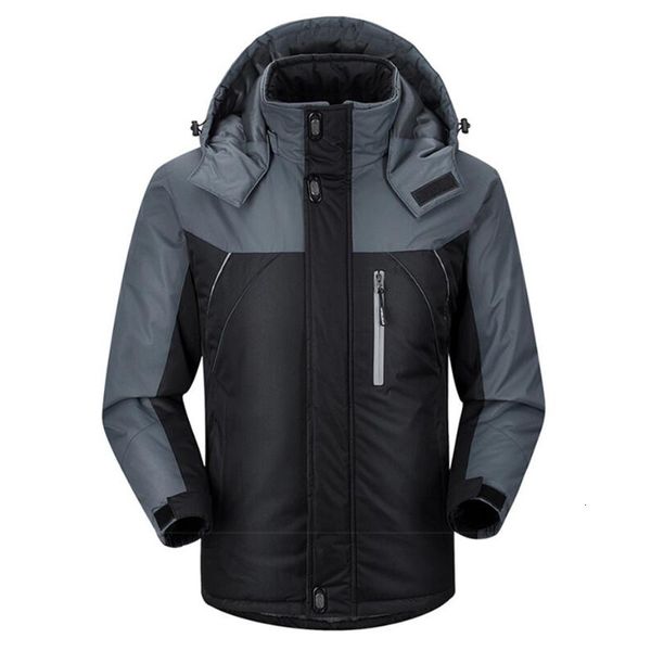 

waterproof men windbreaker windproof army parka raincoat military jackets outdoor winter fat fleece jas, Black