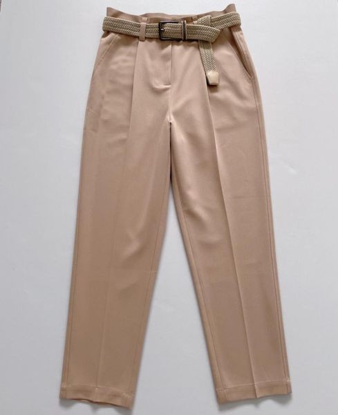 

women's pants & capris 2021 women fashion loose belt cigarette 0624, Black;white