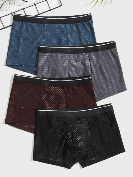 

men 4pcs tape-waist boxer brief 82ii#, Black;brown