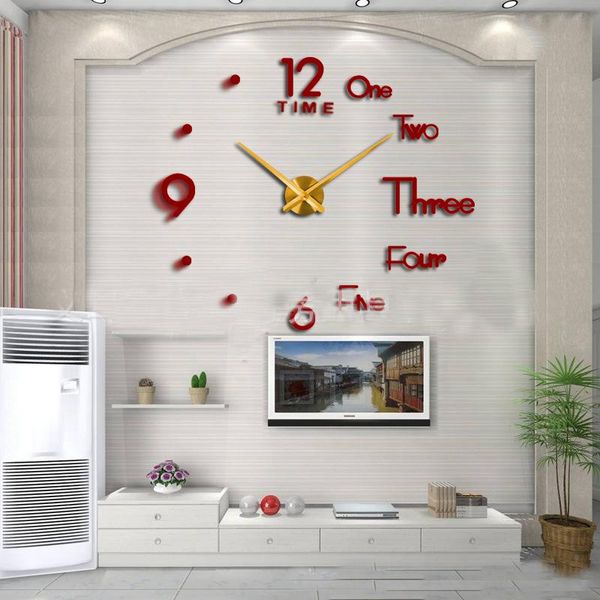 

wall clocks modern creative large acrylic mirror clock diy quartz form surface home decoration living room sticker
