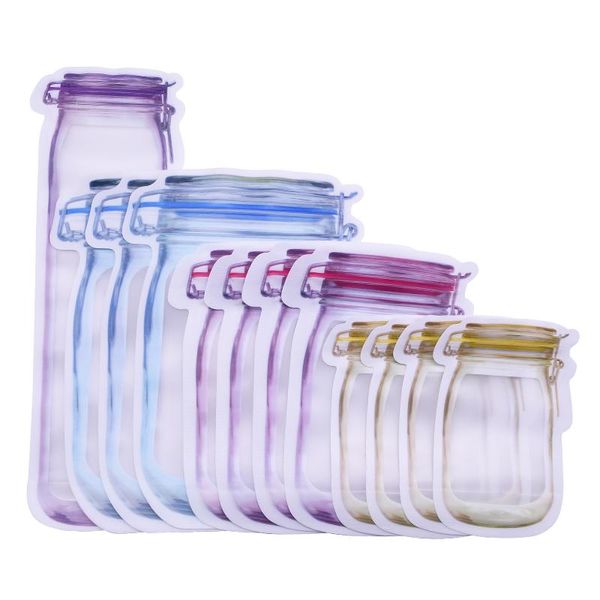 

storage bags 5pcs reusable mason jar zipper nuts candy cookies seal fresh food saver kitchen organizer multi sizes