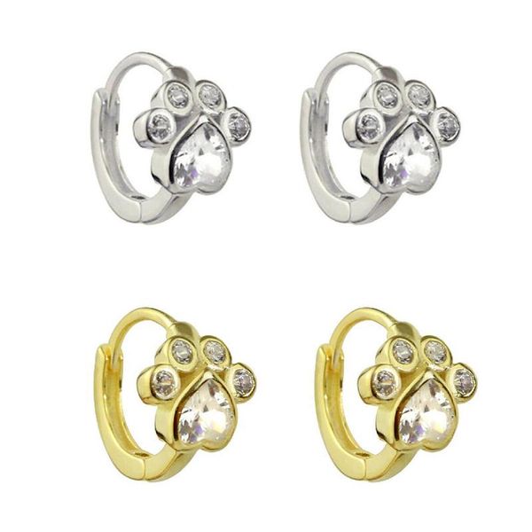 

hoop & huggie 925 sterling silver dog crystal sleeper earrings a4019, Golden;silver
