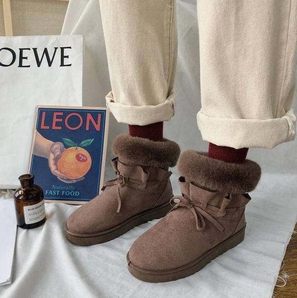 

boots 2021 breathable women snow winter shoes warm casual fur ankle female plush flat slip on fashion ladies, Black