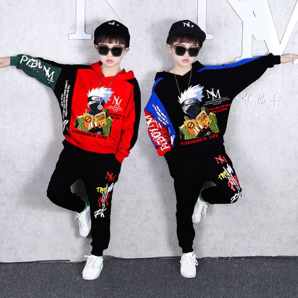 

2021 and autumn sports spring boys' suit cartoon big loose long sleeve children's clothes fashion, White