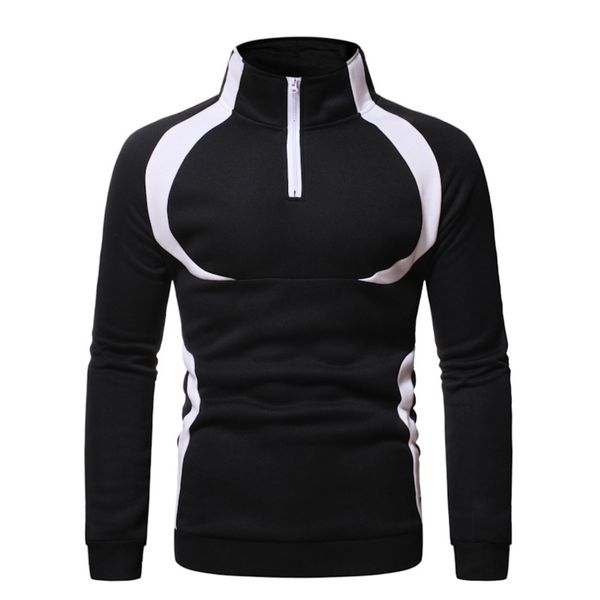 

winter large sports and leisure training suit with standing collar stitching for elderly men's sweater, Black