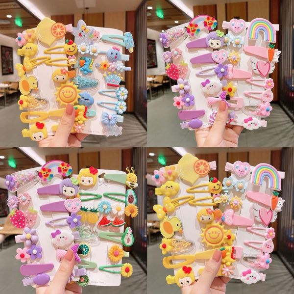 

hair accessories 14pcs/set girls cute cloth flower bowknot hairpin kids sweet decorate clips barrettes headband fashion, Slivery;white