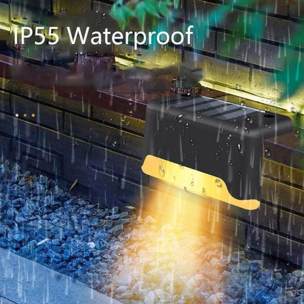 

4pcs solar powered lights solar stair lights outdoor waterproof led fence lamp for patio stairs garden pathway step yard