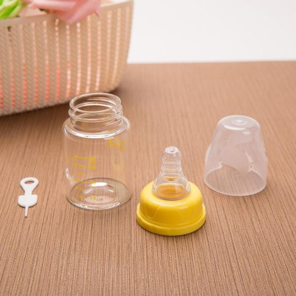 

newborn 60ml glass baby bottle, standard caliber borosilicate crystal glass high temperature resistant juice care