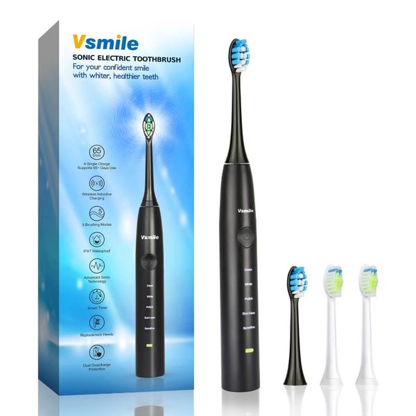 

smart electric toothbrush vsmile sonic toothb 2200mah battery 80 days on one charge 5 modes 4 b heads travel whitening