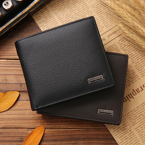 

wallets men's luxury genuine leather bifold short wallet with coin pocket holder business slim men fashion, Red;black
