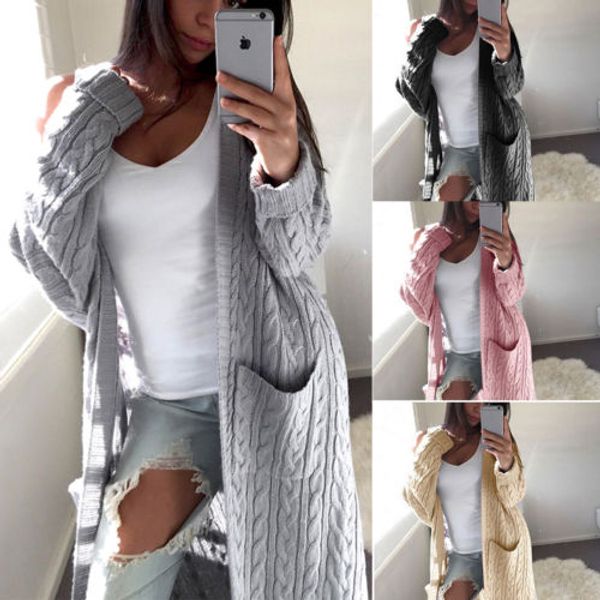 

design women long cardigan sweater long sleeve loose knitting cardigan sweater women knitted female cardigan pull femme, White;black