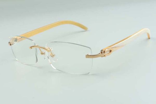 Brillengestell aus naturweißen Büffelhörnern an den Bügeln 3524012, Luxus-Designerbrille, Größe: 36 - 18 - 140 mm